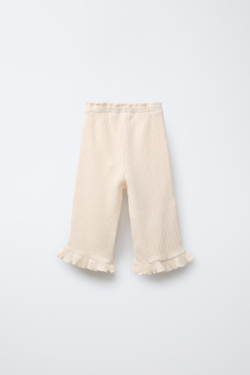 ZARA БРЮКИ-КЮЛОТЫ ИЗ РИФЛЕНОГО ТРИКОТАЖА, ЭКРЮ