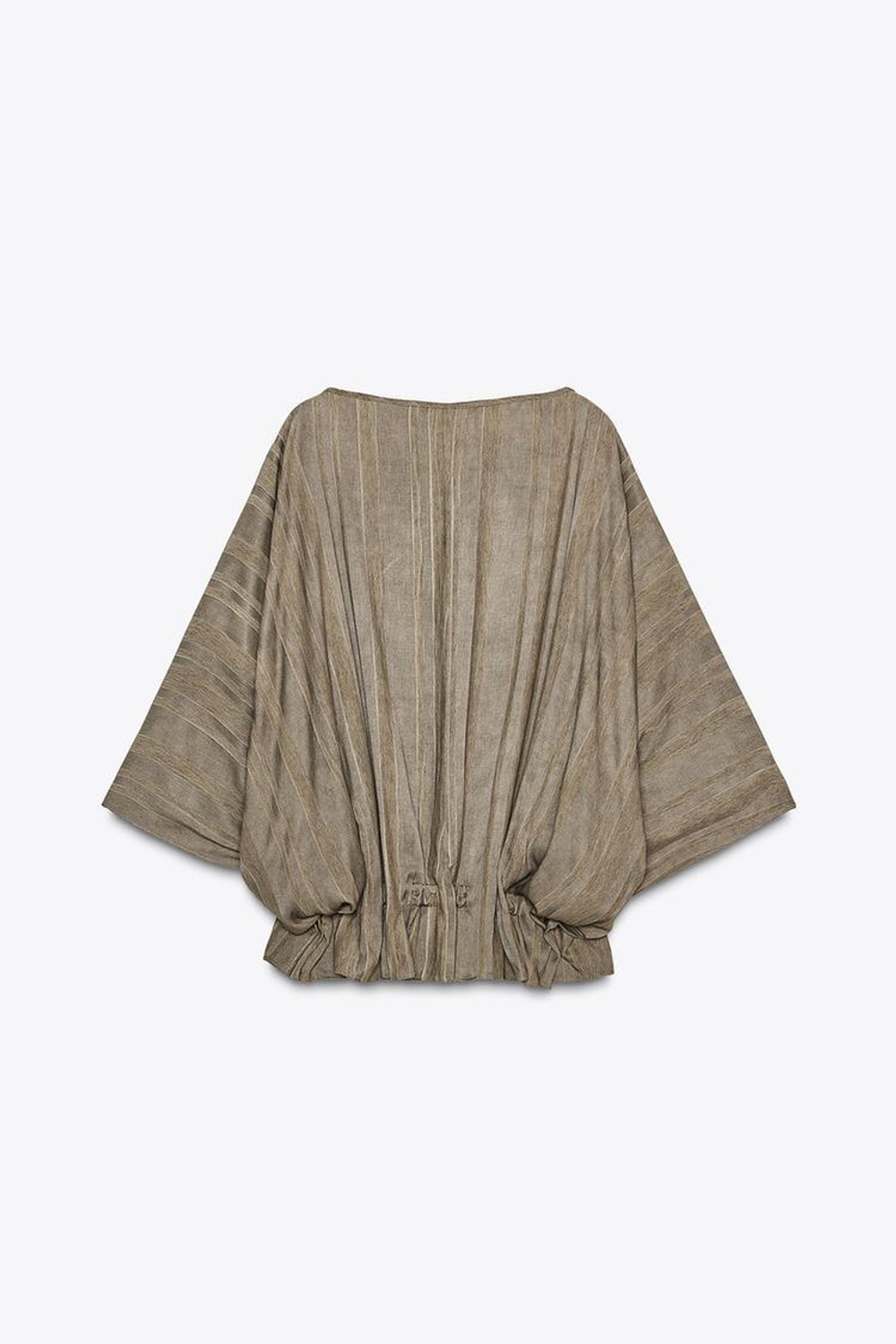 ZARA ОБЪЕМНЫЙ ЖАККАРДОВЫЙ ТОП — ZW COLLECTION, КОРИЧНЕВЫЙ