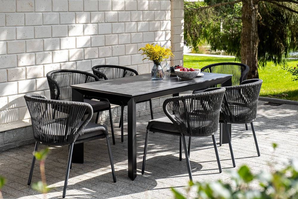 "Венето" обеденный стол из HPL 160х80см, цвет "серый гранит", каркас черный