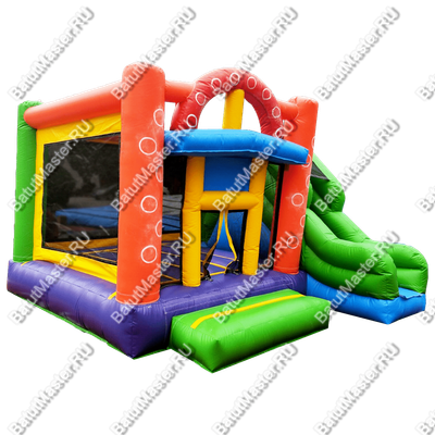 Детский надувной батут "Радужный домик" 4*3,5*2,7 м