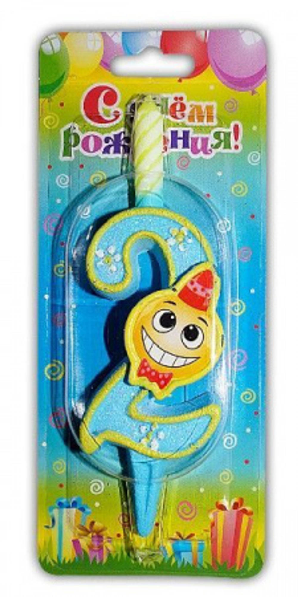 Свеча цифра Смайлик 2 12 см.