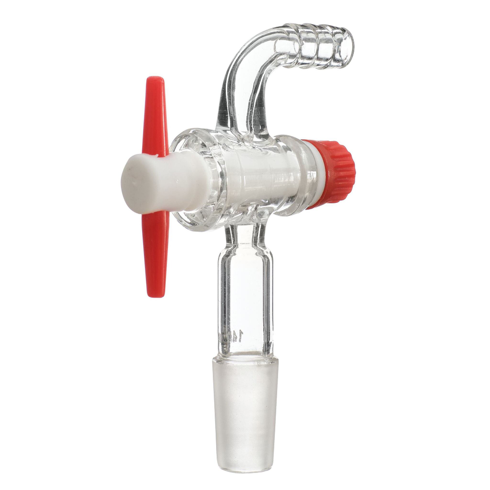 Керн 14/20 с изогнутым отводом 10 мм, 90°, с краном PTFE