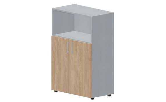 Шкаф 80х44х118см для документов (2 двери+ниша, 2 полки, ручки - алюминий)