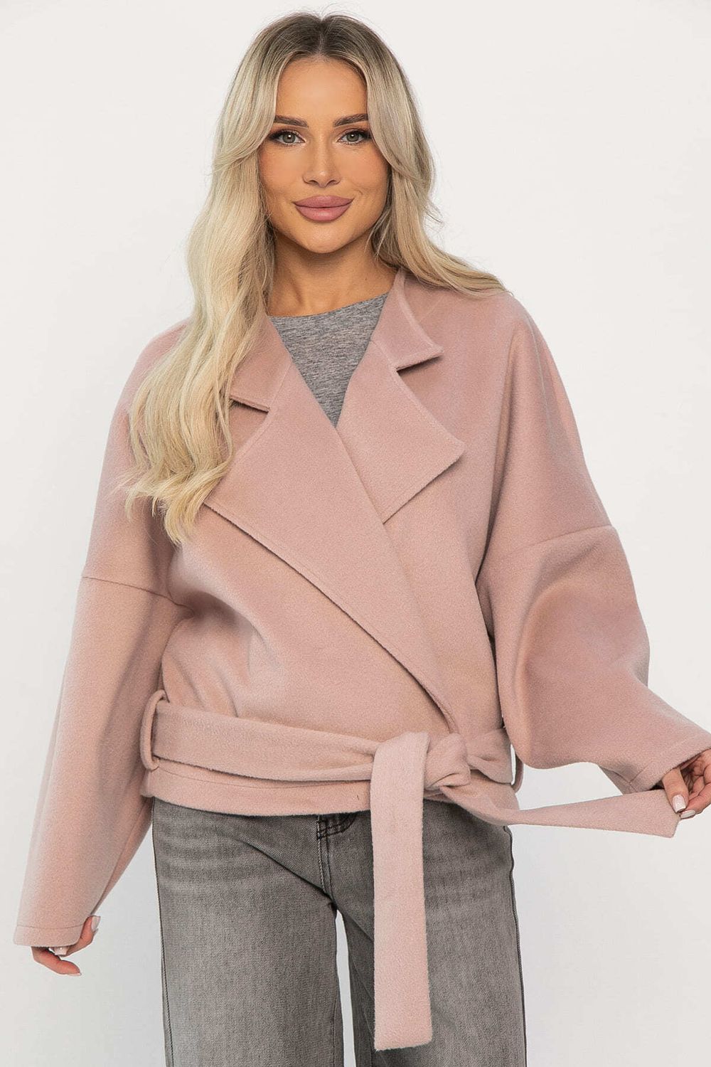 Пальто укороченное Хайт (пудра) Б14315-7М LT Collection