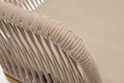 "Лион" стул плетеный из роупа, основание дуб, роуп бежевый круглый, ткань бежевая 052