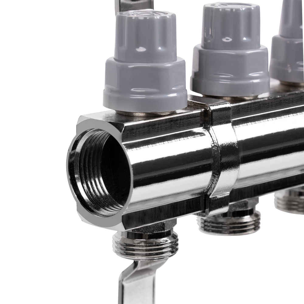 Коллектор латунный в сборе с расходомерами Royal Thermo 1quot; ВР-3/4quot; НР, 11 выходов