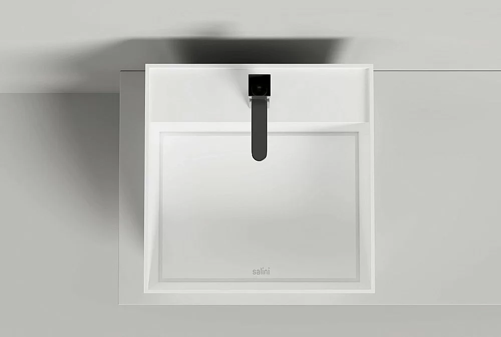 Раковина накладная Salini Armonia SQUARE Top 03 130523TM 45 из искусственного камня S-Stone, белая матовая