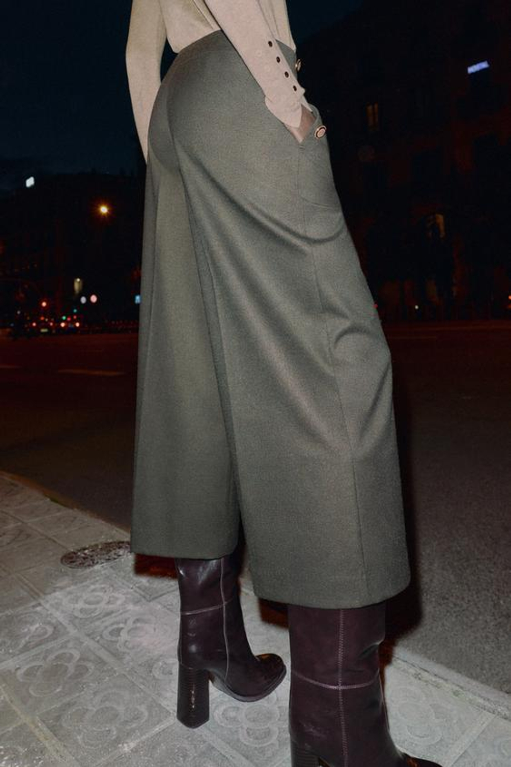 ZARA БРЮКИ-КЮЛОТЫ С ПУГОВИЦАМИ, КОРИЧНЕВЫЙ