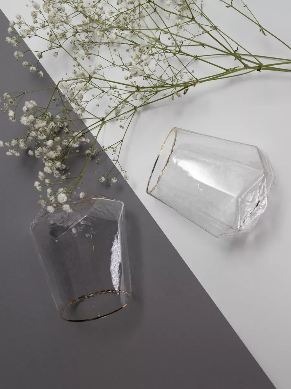 Набор шестигранных бокалов, 550мл, золотая кайма, 2 шт.