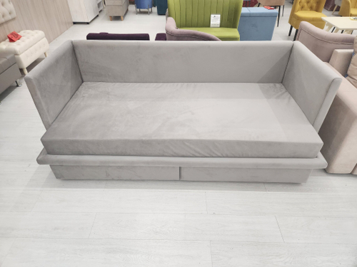 Кровать-диван с ортопедическим матрасом и ящиками, антивандальный велюр