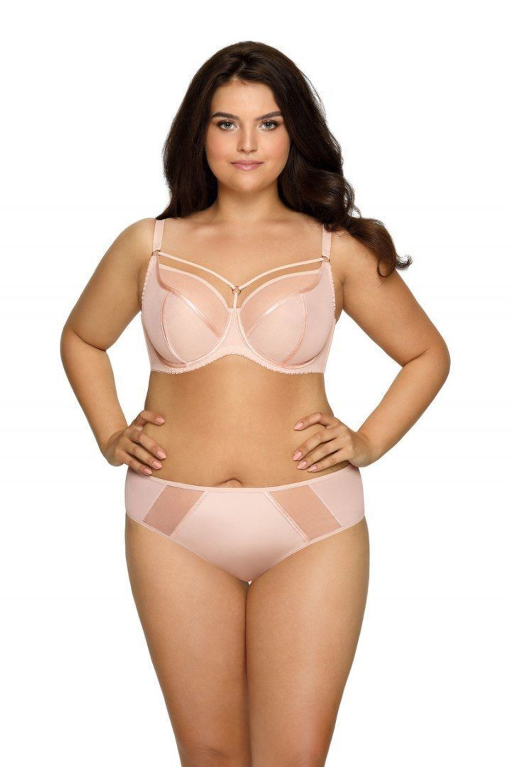 Красный бюстгальтер на косточках plus size с декоративными бретелями (Размер: 100F) (Цвет: красный)