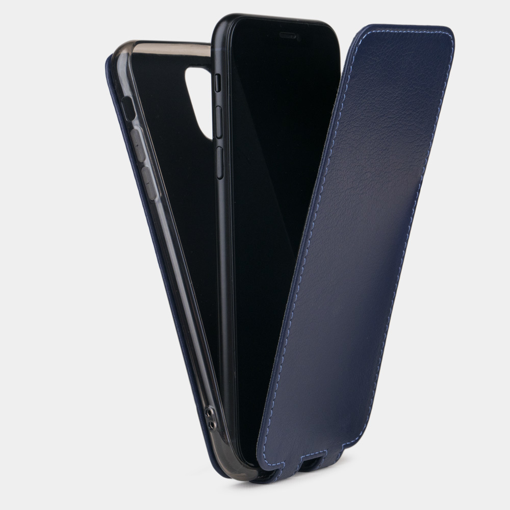 Чехол для iPhone 11 Pro Max из натуральной кожи теленка, синего цвета