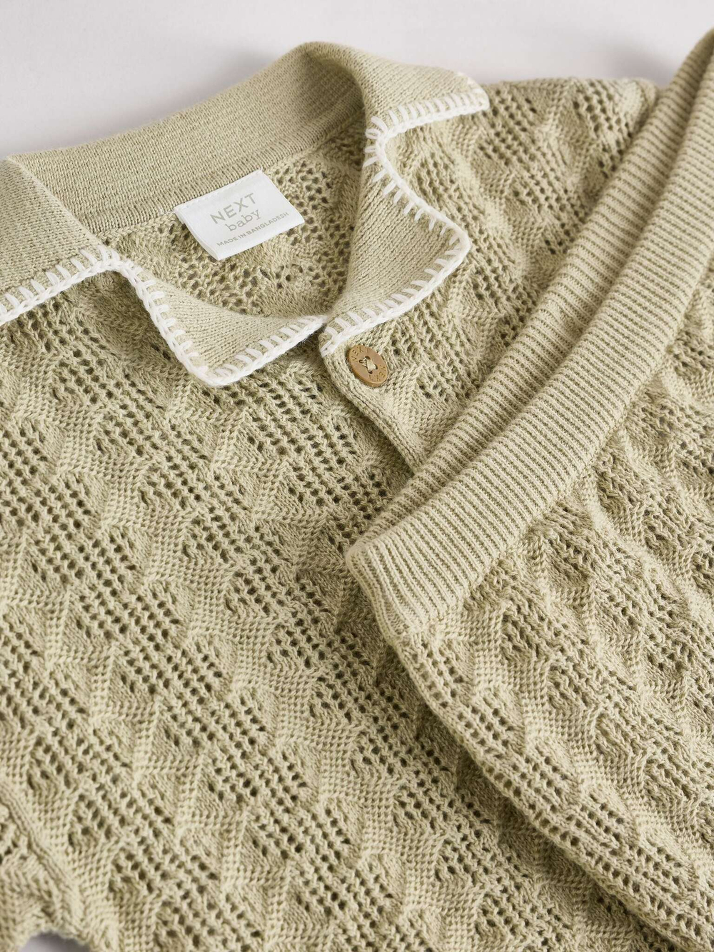 Рубашка и шорты вязаные в комплекте для малышей Next E81-347, Хаки