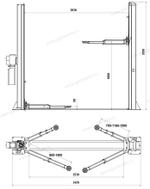 Двухстоечный автомобильный подъемник для автосервиса грузоподъемность 4500 кг RLP2-450 (серый)
