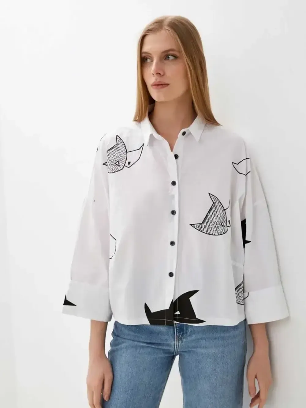 Рубашка  оверсайз  короткая