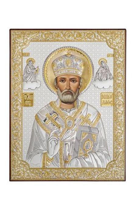 Николай Чудотворец, икона прямоугольная без рамки, красное дерево, 175х225