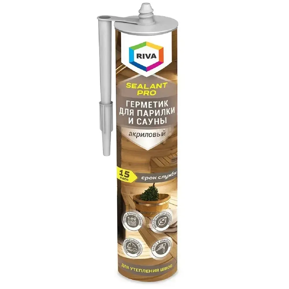 RIVA герметик для парилки и сауны, цвет золотая сосна, картридж 310 мл.