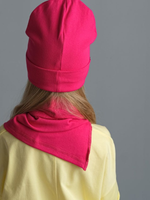 Комплект Шапка трикотажная+снуд (Малина) с ушками КИС*