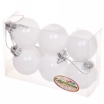 Новогодние шары 4 см (набор 6 шт) «Глянец», белый