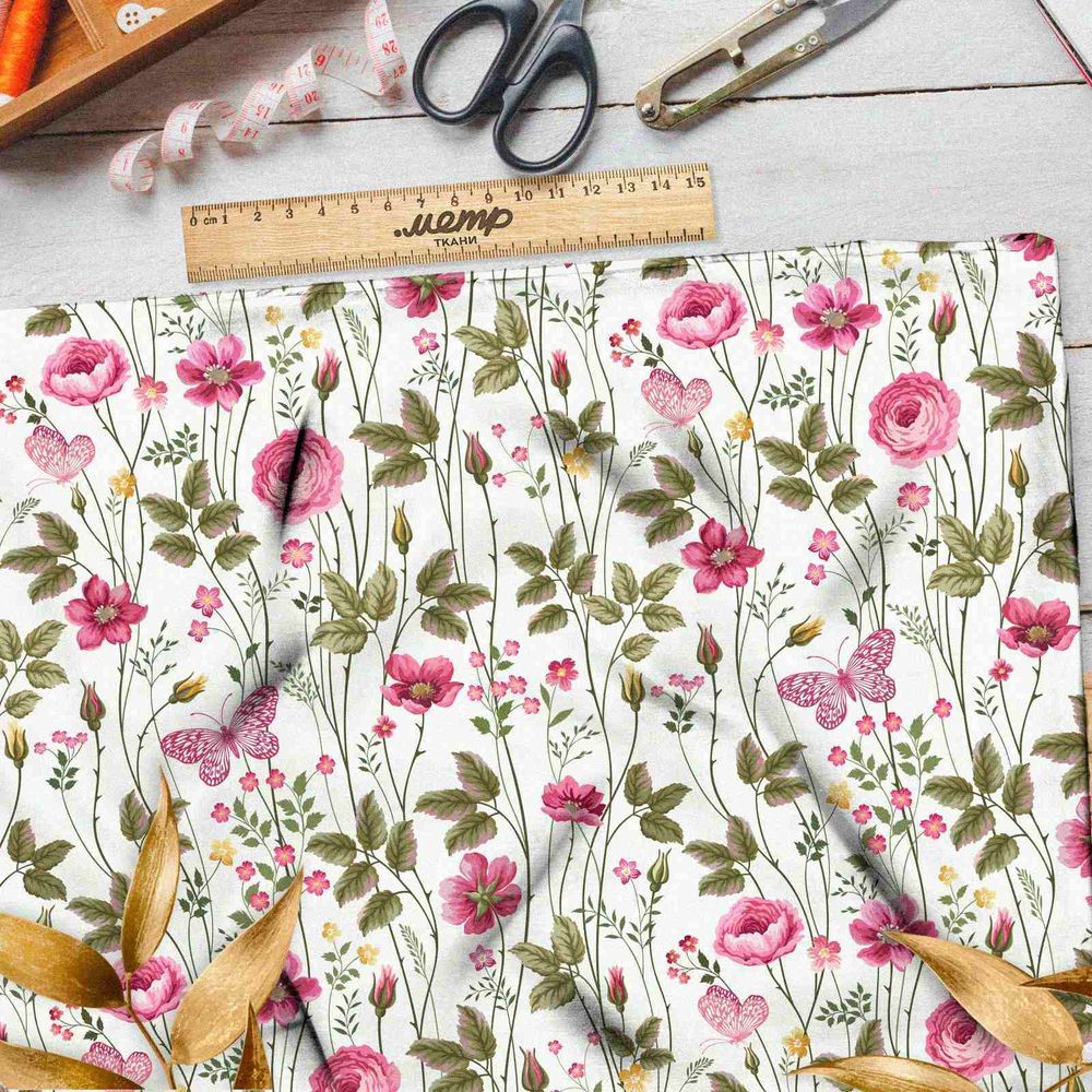 Ткань таффета полевые соцветия