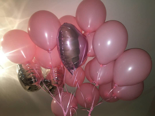 Связка шаров Сердца в розовом облаке!