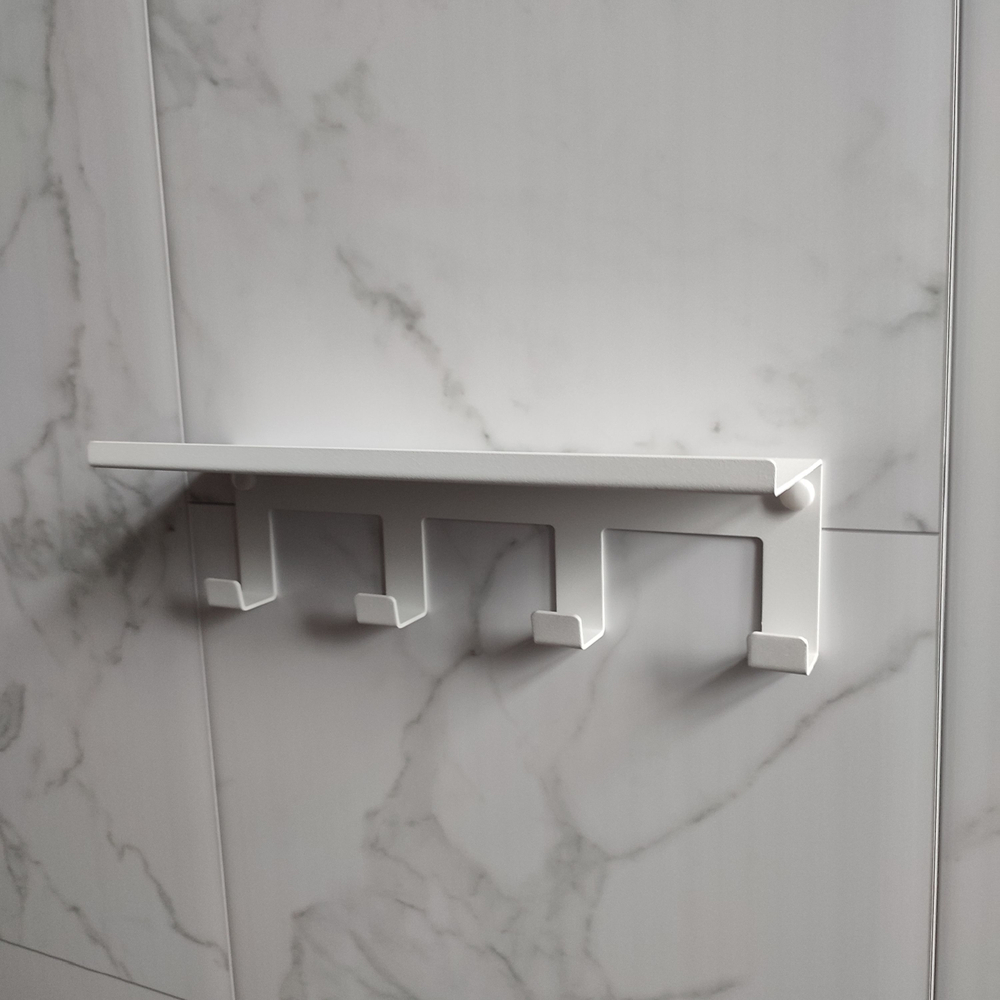 Полка настенная с крючками MetaDec Hook 30см белая