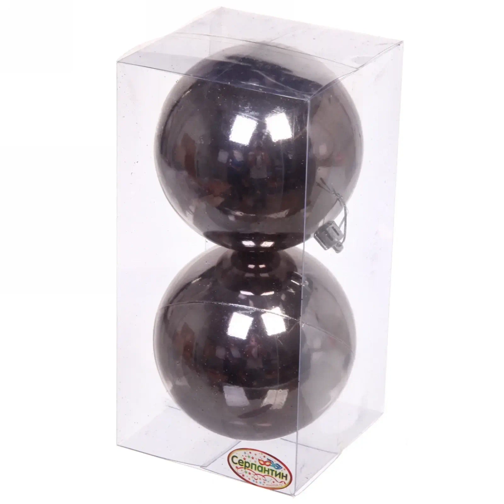 Новогодние шары 10 см (набор 2 шт) «Глянец», графит