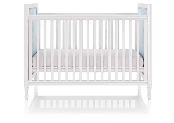 Кроватка Elit (белый, голубая ткань)