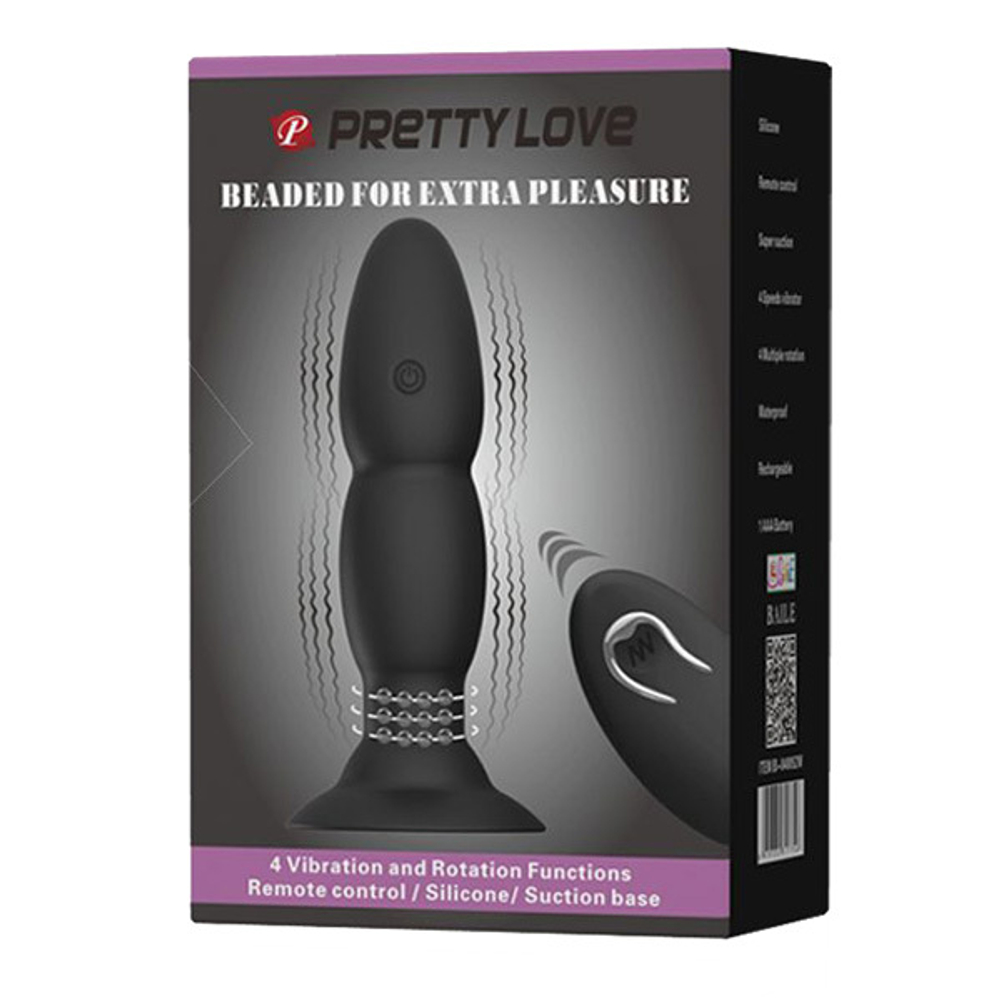 Анальная пробка 13,5см с вибрацией, ротацией у основания и дистанционным управлением Pretty Love BI-040052W-0803