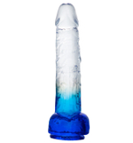 Фаллоимитатор реалистичный с мошонкой синий 24 см