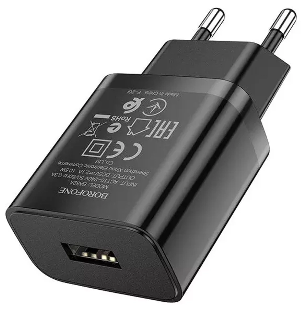 Сетевая зарядка 1-гнездо USB 5-12В 2.1А BOROFONE BA52A