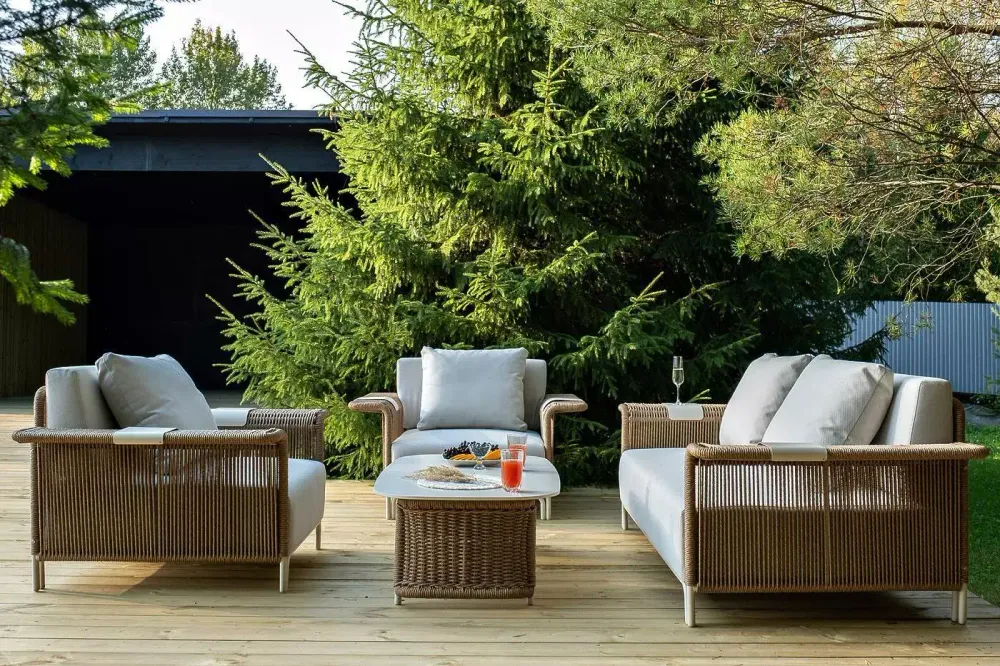 "Мальдивы" лаунж-зона из искусственного ротанга, цвет соломенный