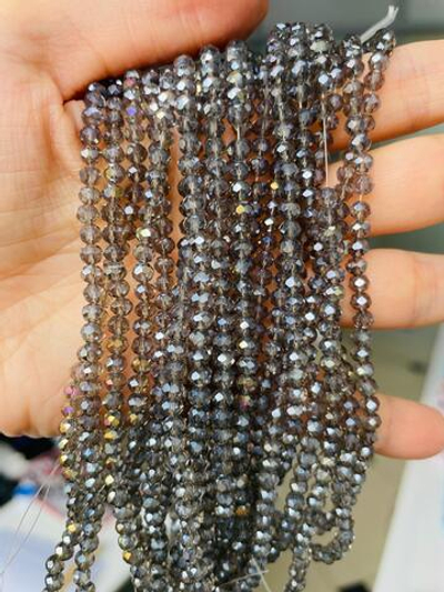 сгр4-серAB Стекло граненое 4*3мм, рондель, серый АВ, нить 37см