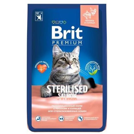 Сухой корм для стерилизованных кошек BRIT PREMIUM с лососем и курицей "Cat Sterilised Salmon&Chicken", 8кг