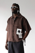 Рубашка оверсайз с нашивками