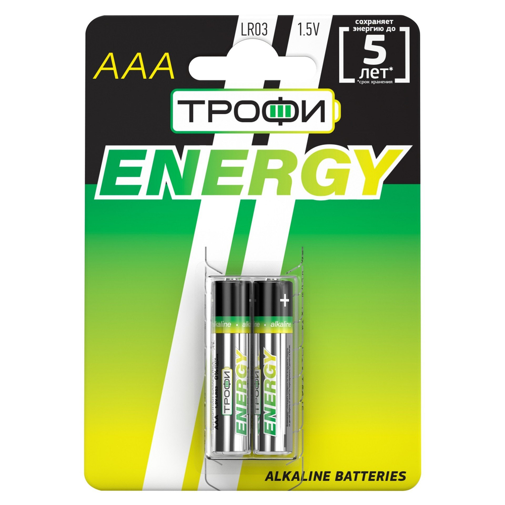 Батарейка алкалиновая Трофи Eco ААА/LR03 2шт