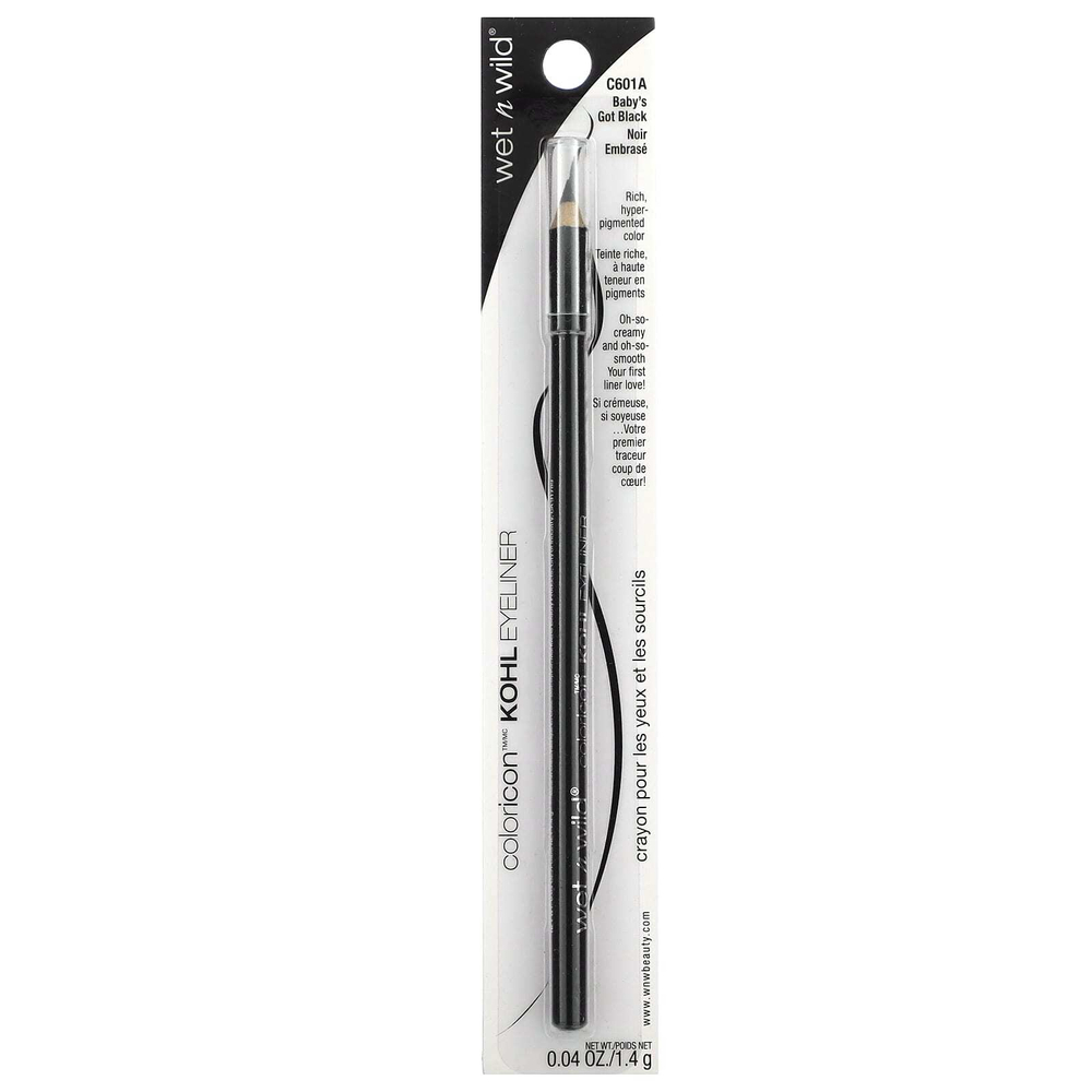 wet n wild, Color Icon, подводка для глаз, оттенок 601A Baby's Черный, 1,4 г (0,04 унции)