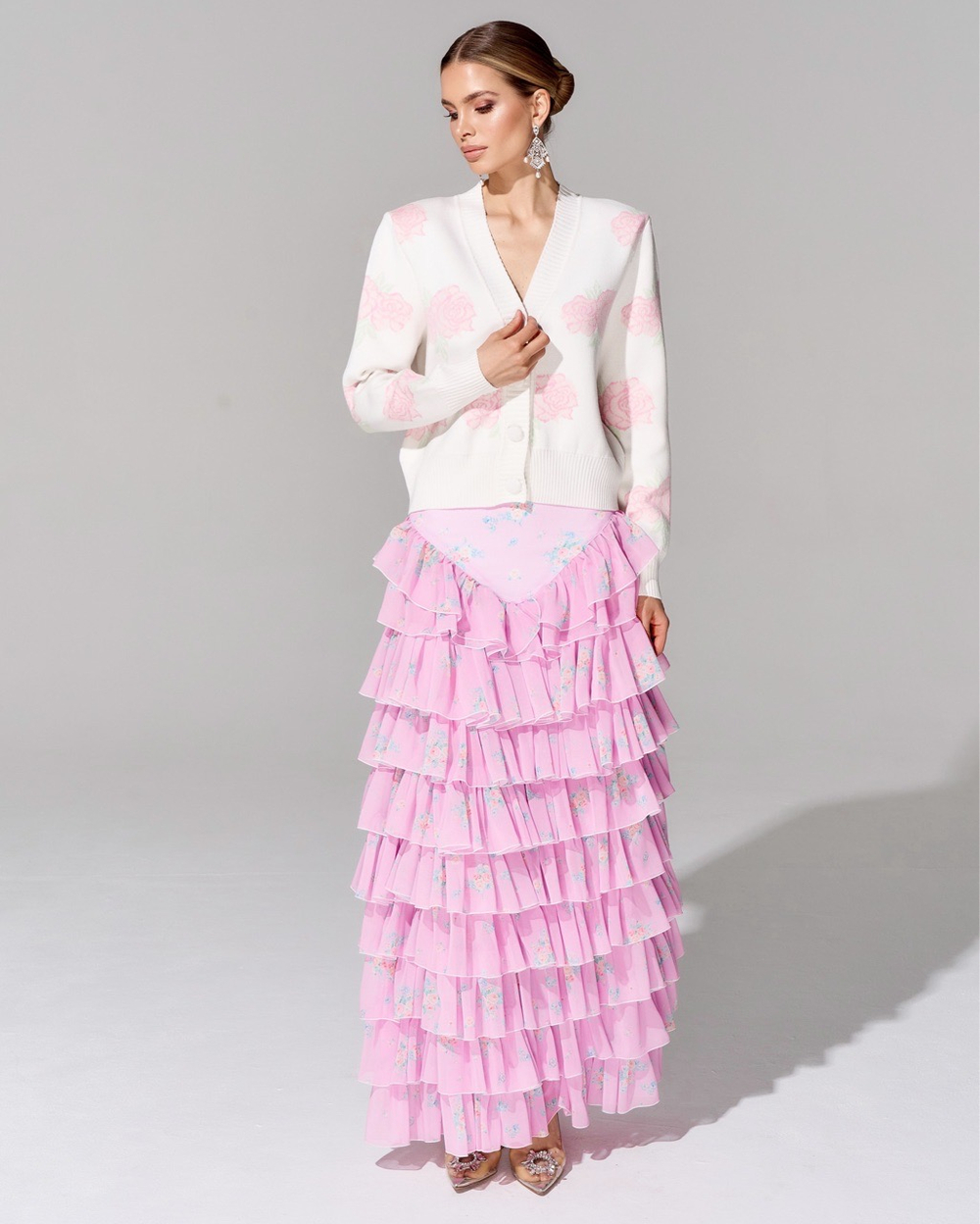 Юбка длины макси из премиального шифона