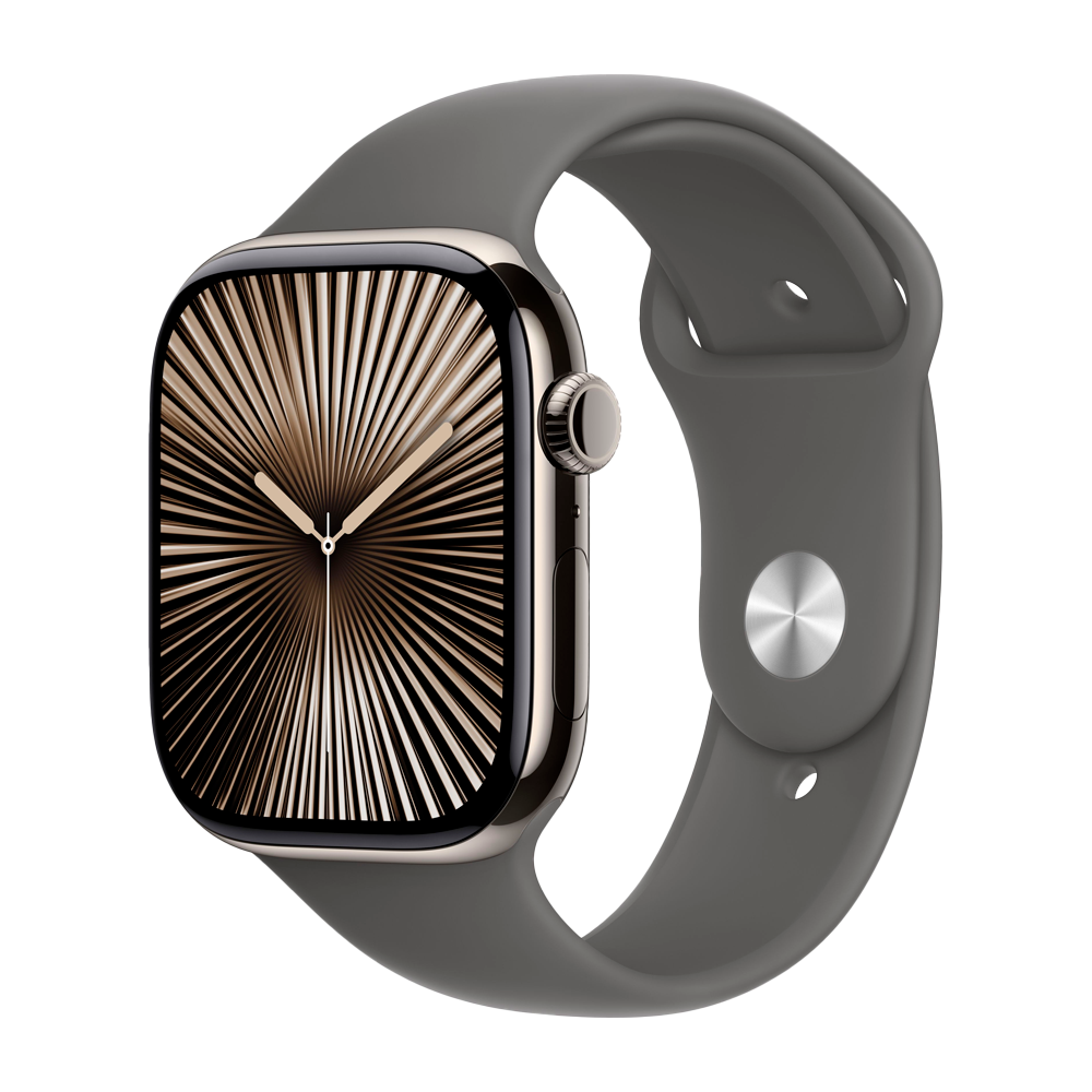 Умные часы Apple Watch Series 10 GPS + Cellular, 46mm, Natural Titanium Case with Sport Band S/M, Stone Gray (Черный)