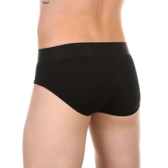 Мужские трусы брифы черные с синими буквами Calvin Klein