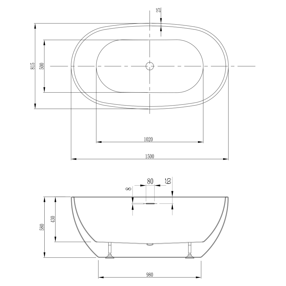 Акриловая ванна ABBER AB9263-1.5 белая