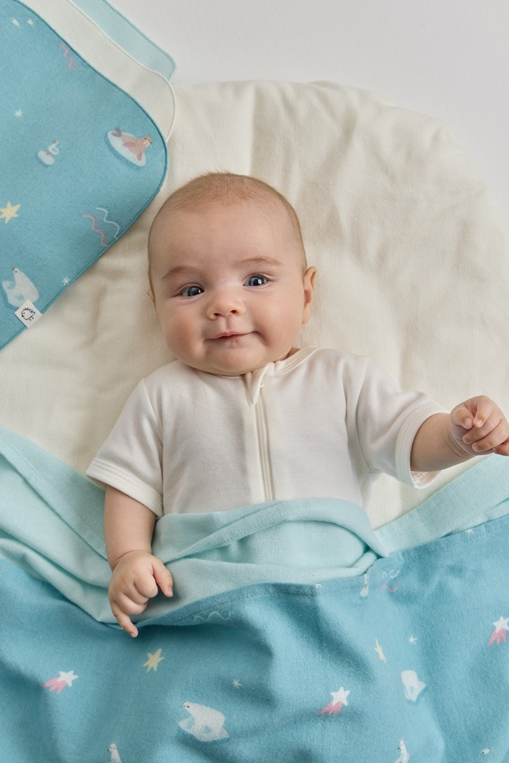 Пелёнки фланелевые BUBA KIDS, 3 шт., Русская Арктика/Сливочный/Бирюза, 95х115