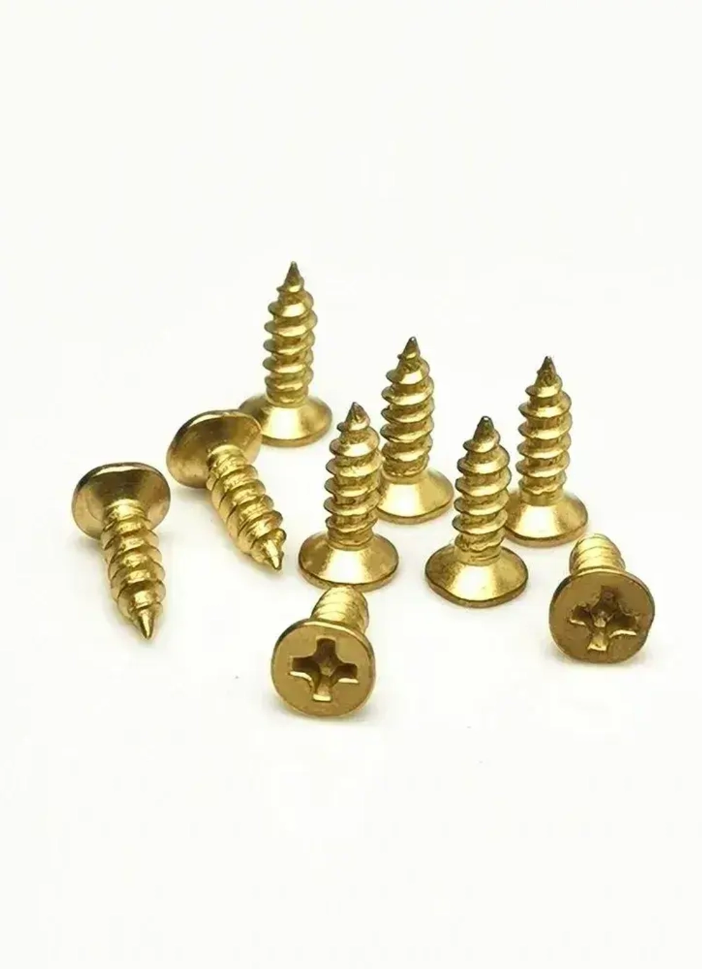 Саморезы по дереву золотые 2.5х8 мм декоративные с потайной головкой 100 шт, шурупы для шкатулки