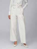 Женские кожаные брюки белые прямого кроя