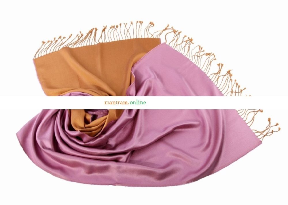 Палантин материал Шелк 100% двухсторонний цвет лиловый золотисто-коричневый 180х50 см.