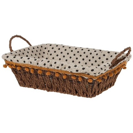 Корзина плетеная (бумага, ткань) 22xH8см (Коричневый)