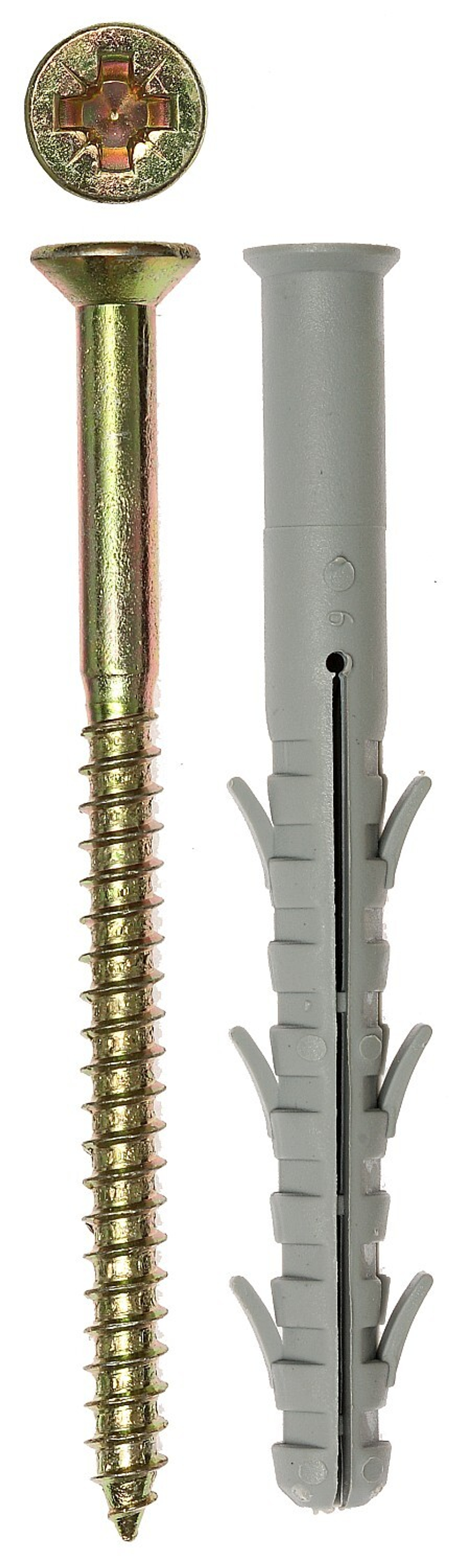 Дюбель рамный нейлоновый, в комплекте с оцинкованным шурупом, шлиц Pz, 10 x 135 мм, 5 шт, ЗУБР Профессионал