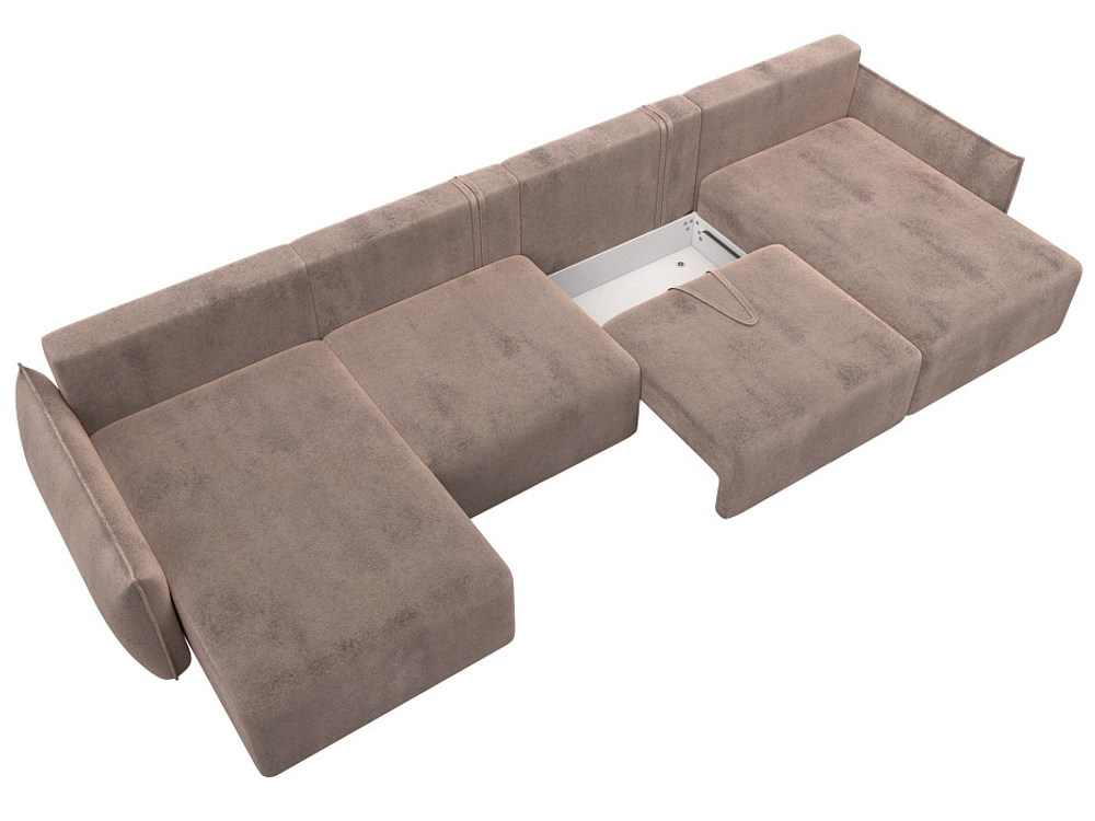 Диван П-образный Лига-051 НПБ Лонг ВЕЛЮР TOWER 05 бежевый