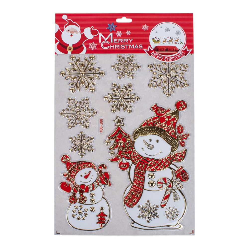 Наклейка новогодняя 22*37 см, 4 вида микс , пакет