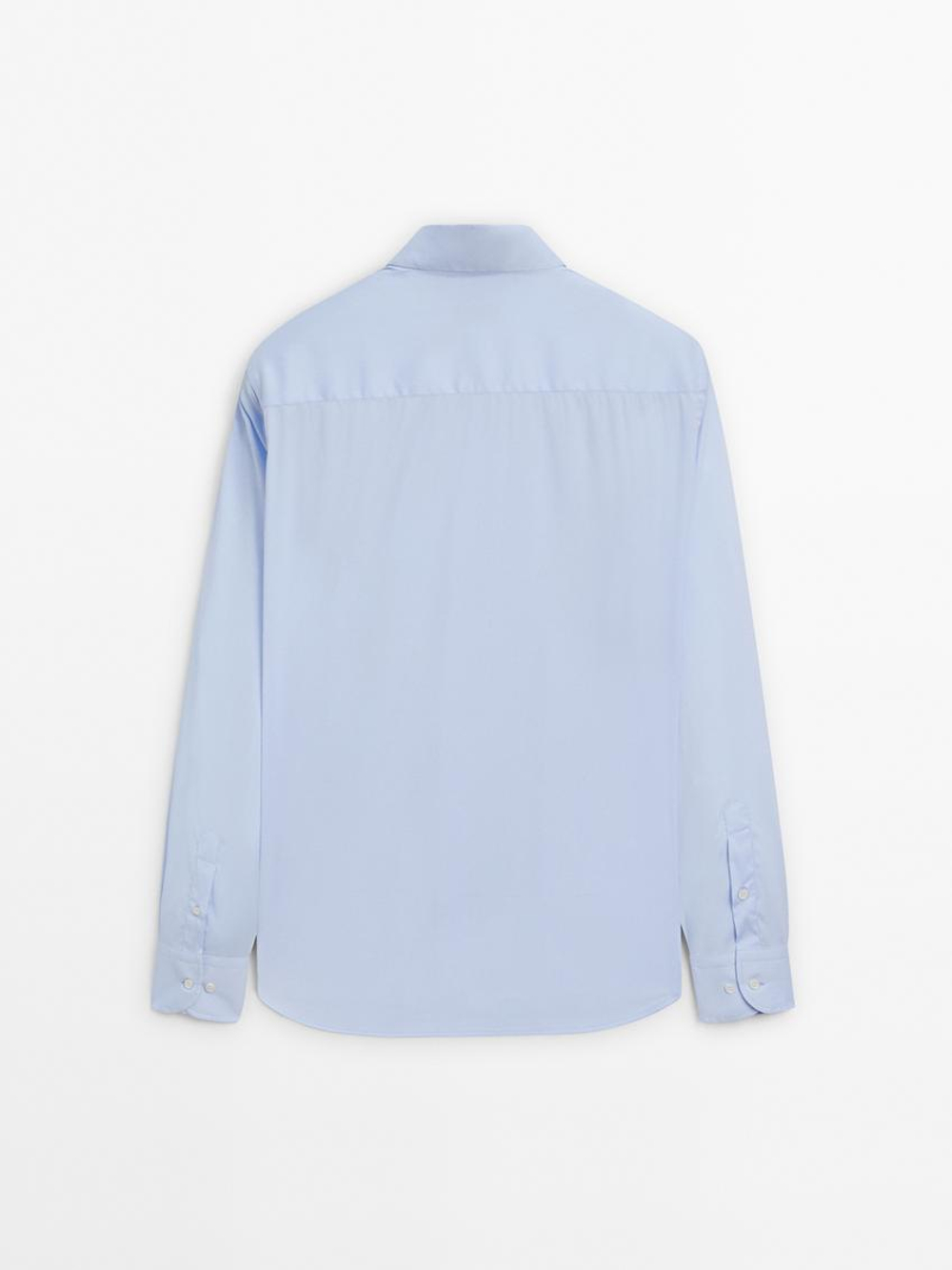 Massimo Dutti Рубашка облегающего кроя, небесно-голубой
